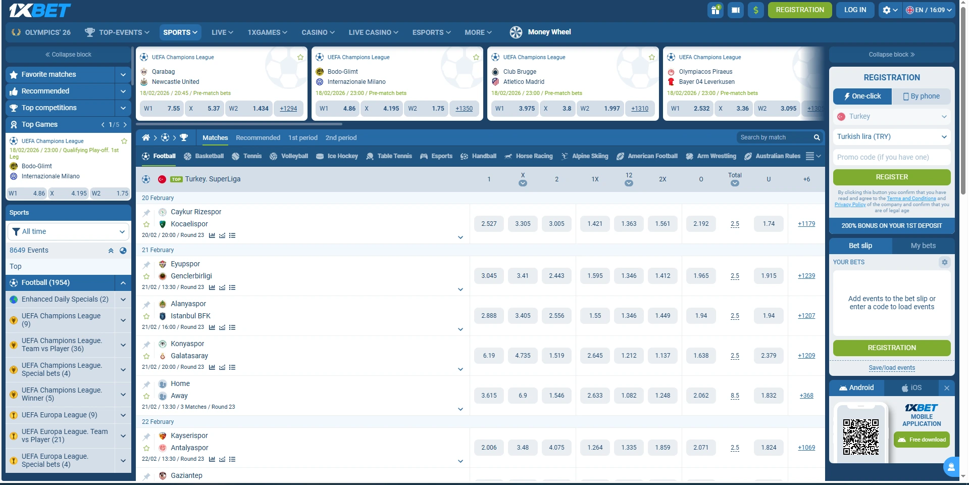 Turkish Super Lig Betting on 1xBet